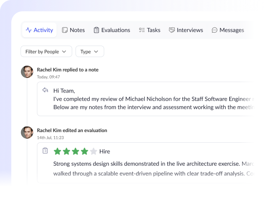 Hiring team collaboration and feedback