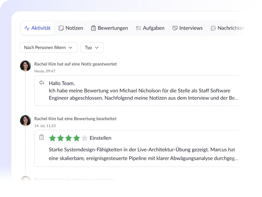Zusammenarbeit und Feedback im Hiring-Team