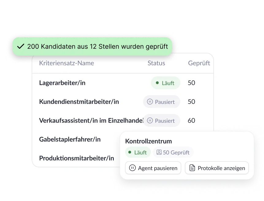 Scout prüft jeden eingehenden Kandidaten agent preview
